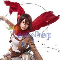 【Sell-Well】 Ayesha Online Shop mall ผ้าพันคออนิเมะผ่าพิภพไททัน Mikasa Ackerman ผ่าพิภพไททันผ้าพันคอสีแดงพู่ฮาโลวีนอุปกรณ์เครื่องแต่งกายคอสเพลย์160*70ซม.