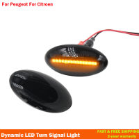 แบบไดนามิกไฟเลี้ยว LED กระพริบ Blinker Side Marker Light สำหรับ Peugeot 307 206 407 107 607 1007 Citroen C1 C2 C3 C5 C6