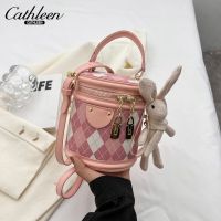 --nxkb238805☍  Kathleen female small bag is popular this year the new grid one shoulder bag joker inclined shoulder bag small hand-held bucket bag