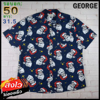 GEORGE อก 50 นิ้ว เสื้อฮาวายชาย เสื้อวินเทจ เสื้อผ้าผู้ชาย Cotton แขนสั้น เนื้อผ้าดี