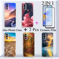 2 IN 1สำหรับ VIVO V23E S10E Y75 4G เคสซิลิโคนเนื้อนิ่ม TPU เคสพร้อมปกป้องหน้าจอเซรามิกโค้ง