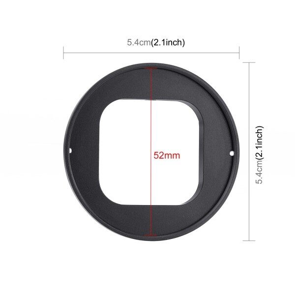 puluz-วงแหวนอแดปเตอร์ปรับขนาดฟิลเตอร์เคสกล้องแลลมีสายคล้องคอ52มม-สำหรับอุปกรณ์เสริมกล้องเพื่อการกีฬา-gopro-hero9สีดำ
