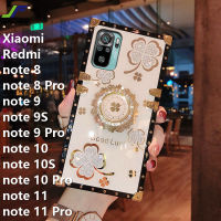 JieFie เคสโทรศัพท์ Xiaomi Redmi,สำหรับ Xiaomi Redmi Note 8 / Note 8 Pro / Note 9 / Note 9S / 9 Pro / 9 Pro Max / Note 10/10S/10 Pro / 10 Pro Max / Note เคสโทรศัพท์สี่เหลี่ยมลายดอกไม้11/Note 11 Pro,พร้อมขาตั้งวงแหวน