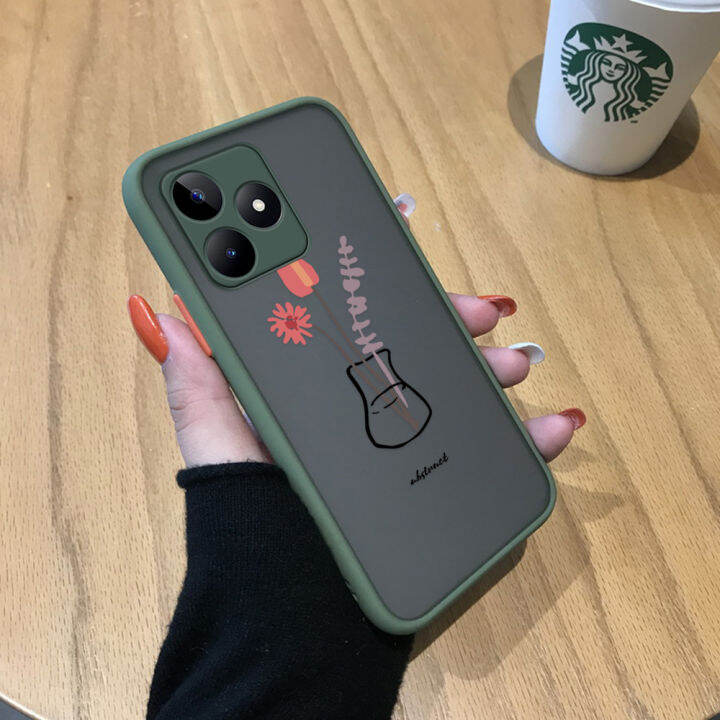 ggk-สำหรับ-realme-c53-realme-narzo-n53เคสมือถือดีไซน์ขวดดอกไม้สวยมีน้ำค้างแข็งโปร่งใสเคสโทรศัพท์แบบแข็งกันกระแทกเต็มฝาหลังเคสป้องกันกล้อง