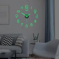 ZZOOI DIY Digital Wall Clock Luminous Frameless Silent Wall Clock Removable Art Decal Sticker Clock Decoration for Home Office Wall