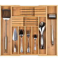 Expandable Bamboo Cutlery Drawer Partitioned Drawer Type Organizer Cutlery Tray Kitchen Retractable Drawer Cutlery Storage Box