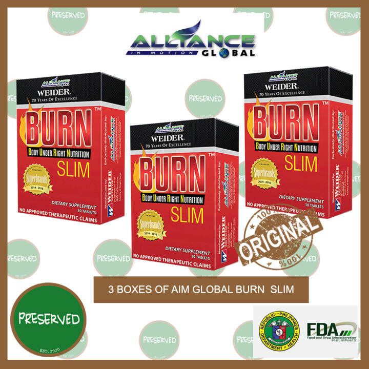 AIM Global Burn Slim (3 BOXES x 30 Tablets) Lazada PH