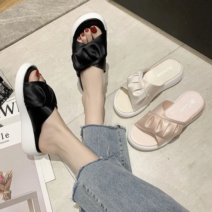 【Luckiss】 korean flat 4cm platform muffin sandal sandals | Lazada PH