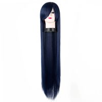 Long Dark Blue Wig Fei-Show Synthetic Heat Resistant 100CM/40 Inches Straight Hair Carnival Halloween Costume Cos-play Hairpiece