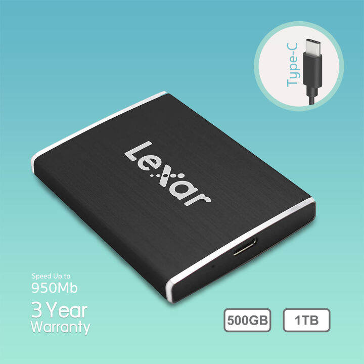 ssd-แบบพกพา-lexar-professional-sl100-pro-portable-ssd-ความจุ-500gb-usb-type-c-speed-950mb-mac-osx-window-รับประกัน-3ปี