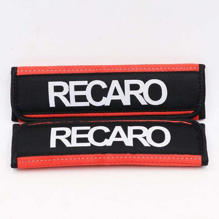2 Piece Jdm Style Recaro Suede Fabric Belt Cover Soft Harness Pad Seat