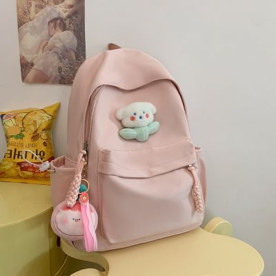 New Street Trendy Casual Schoolbag Solid Color Mens And Womens Backpack Large Capacity Junior High School Student Backpack 2023