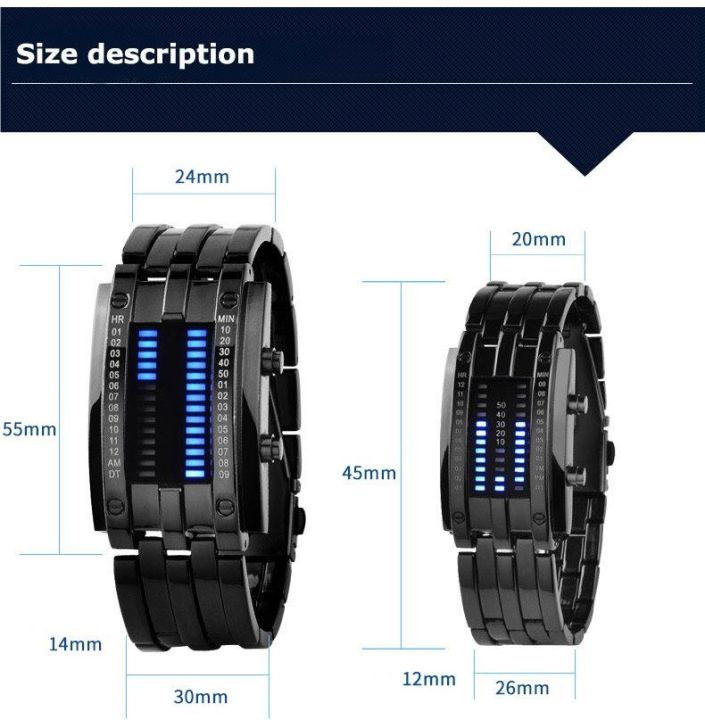 ผู้ชายนาฬิกา-50-เมตรกันน้ำนาฬิกาลาวาคู่แถวโคมไฟนาฬิกา-led-ชายแฟชั่นเหล็กวงนาฬิกาสปอร์ตอิเล็กทรอนิกส์-relogios-masculino