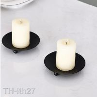 2023✒☞✓ 2Pcs Iron Gold Plated Candle Holders Pillar Metal Plate Wedding Portavelas Candelabra