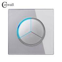 COSWALL 1/2/3/4 Gang 1/2 Way On / Off Wall Light Switch Large Aperture LED Backlight Data HDMI USB Charger Glass Panel Grey Gray Power Points  Switche