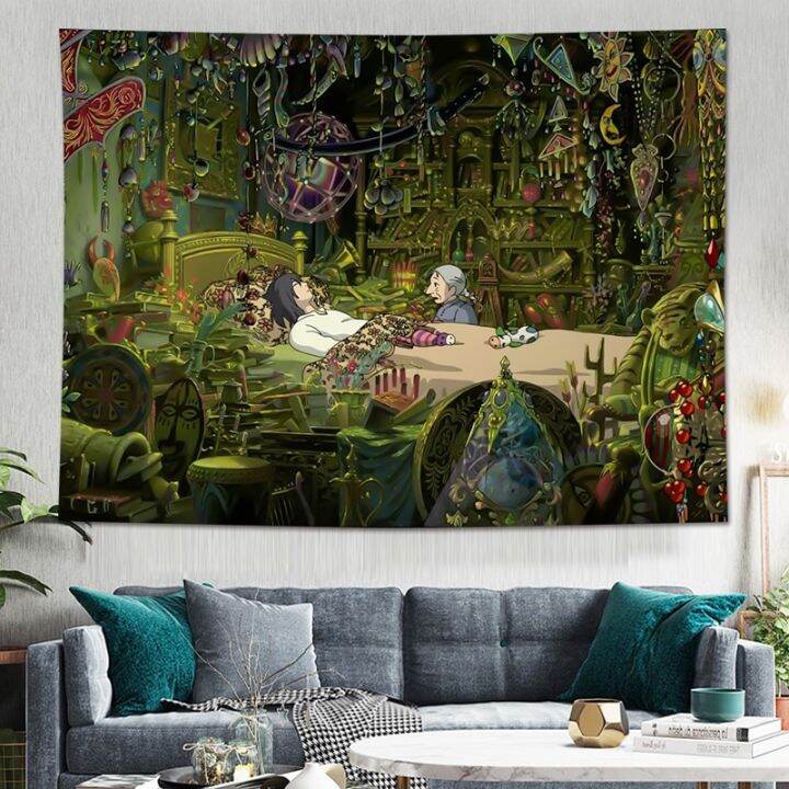 yf-anime-howls-moving-castle-tapestry-wall-hanging-sandy-beach-throw-rug-blanket-camping-travel-mattress-sleeping-pad