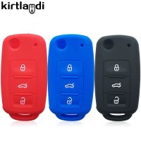 fgjfykjd Silicone Key Case Holder Cover for VW Polo Golf 6 Passat B5 Caddy for Skoda Octavia 2 School A5 3 Button Remote Car Key Cover