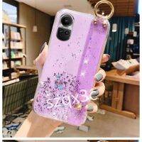 เคสใหม่สำหรับ OPPO Reno10 Pro Reno 10 Pro Plus 5G 2023เคสใส่โทรศัพท์ใสสะอาดแวววาวประกายดาวท้องฟ้าเจลนิ่มสีเขียวม่วงชมพูสายรัดข้อมือเคส Smartphonee RENO10Pro Plus