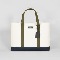 Archive Classic Hampton Tote II (Canvas/Green/Navy/Navy) กระเป๋าผ้าแคนวาสกันน้ำป้ายหนังวัวแท้