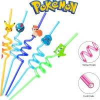 {Icc toy}อะนิเมะ Pokemon Straws Squirtle Bikachu รูป Reusable วันเกิดตกแต่งเด็ก Christmars ของขวัญของเล่นเด็ก