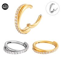 2021 New 1pc Nose Piercing Ring Chain G23 Titanium 8/10mm 16G Septum Piercing Ring Gold Ear Cartilage Tragus Rings Punk Fashion