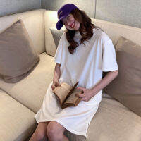 Women Casual Loose Solid T Shirt O Neck Mini Dress Batwing Short Sleeve Basic Dresses Vestidos