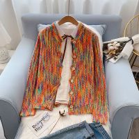 ✜ Color floral line sweater jacket women cardigan Korean version of the autumn 2023 new knitted top