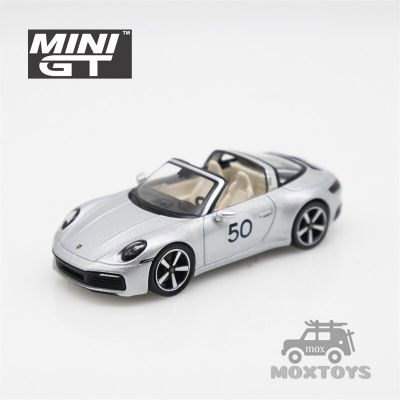 MINI GT 1:64 911 Targe 4S Heritage Design Edition GT ซิลเวอร์เมทัลลิกรถโมเดล Diecast LHD