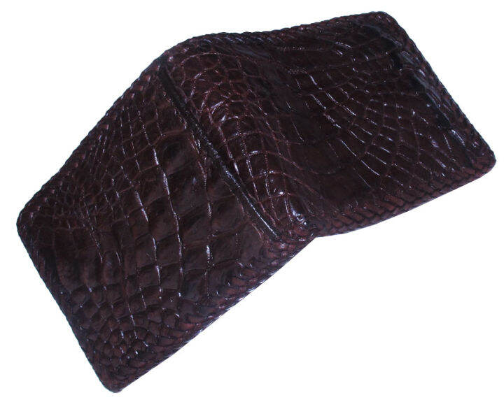 กระเป๋าหนังจระเข้-หนังเต็มแผ่น-สีน้ำตาล-very-cool-genuine-crocodile-leather-bifold-wallet