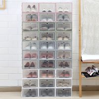 (cerci household goods)1ชิ้นผู้หญิง/ผู้ชาย DIY พับกล่องรองเท้าหอย ShoesBox TransparentOrganize ColoredFinishingShoe ชั้นวาง