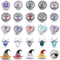 Xh7575 Flower Deer Love Cross Witch Hat Crystal Gemstone Birthstone 20Mm Metal Snap Button Jewelry Diy Bracelet