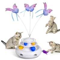 TEX3 in 1 Cat Smart Toy Butterfly 360° Hovering Feather Telescopic Whack-a-mole Machine Small Ball to Tease the Self Hey Pet Toy