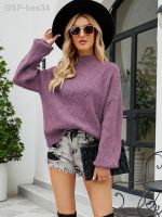 2022 Moda Feminina Outono Inverno Nova Cor Sólida Fivela Camisola Solta Pulver Eôla Alta Topos