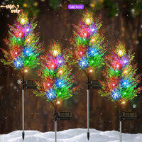 2Pcs ไฟ Led พลังงานแสงอาทิตย์กลางแจ้ง4สี Pine Light ตกแต่งต้นคริสต์มาสสำหรับ Patio สนามหญ้า Pathway Yard