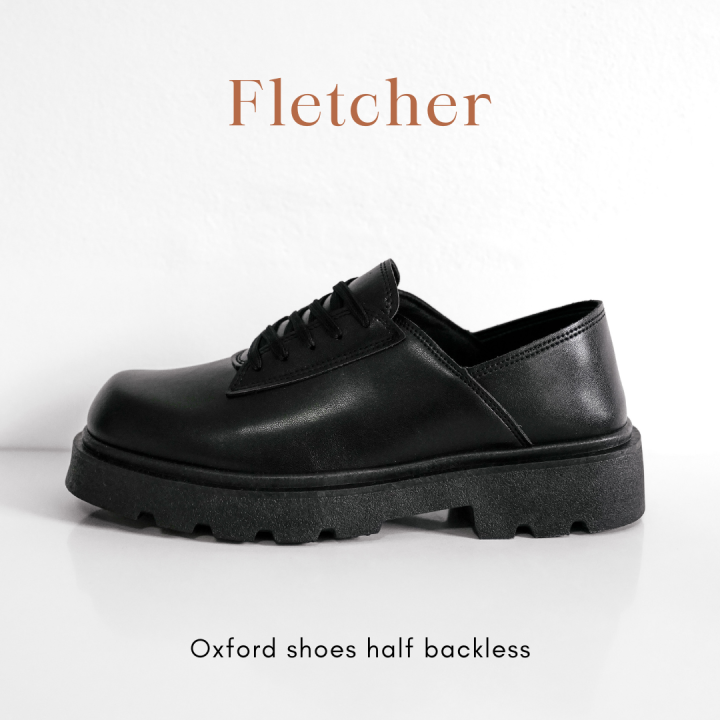 รองเท้าหนัง Oxford เหยียบส้น แบบผูกเชือก รุ่น Fletcher Lazada.co.th