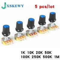 ✘ 5 Sets WH148 1K 10K 20K 50K 100K 500K Ohm 15mm 3 Pin Linear Taper Rotary Potentiometer Resistor for Arduino with AG3 Blue cap