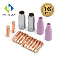 HITBOX Mig Set Of Nozzles 16pcs AK15 For Welding Torch Cap Tip Contact 0.8mm MB15 Ceramic Accessories