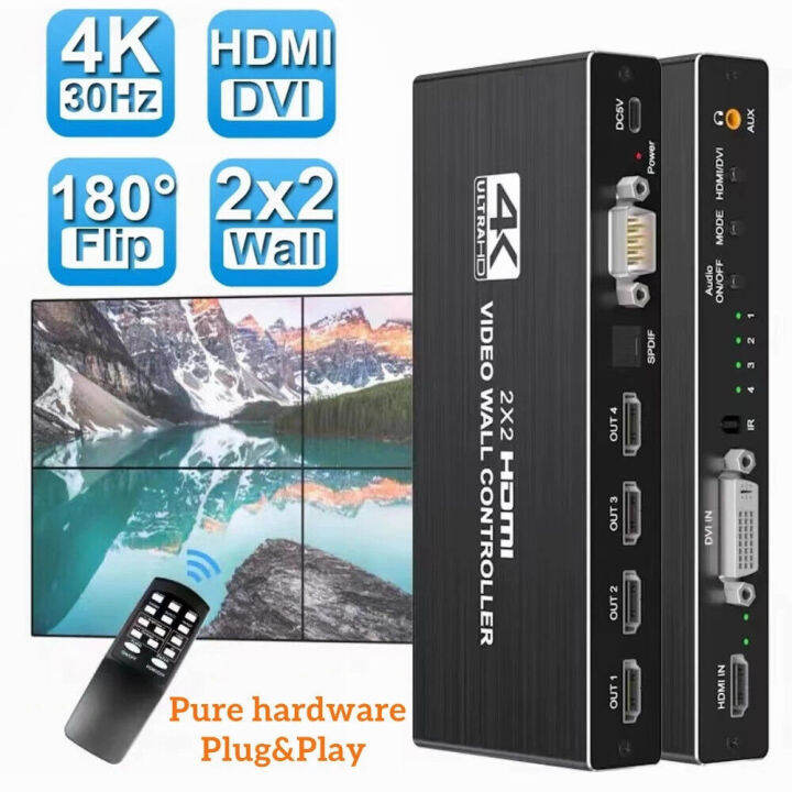 2x-2ตัวควบคุมวิดีโอติดผนัง4k-สวิตช์-hdmi-ไร้รอยต่อ-hdmi-hdcp-หน่วยประมวลผลผนังวิดีโอ-dvi-1x3-1x2-3x1-4x1วิดีโอหน้าจอวิดีโอโปรเซสเซอร์-splicer