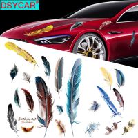 DSYCAR 1ชิ้น3D ตลกการ์ตูนขนนกสีสันสดใสรูปลอกสติกเกอร์รถที่คลุมร่างกายไวนิลแต่งรถรอยขีดข่วนอุปกรณ์มอเตอร์ไซค์