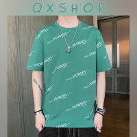 QXshop ฤดูร้อนเทรนด์ใหม่ผู้ชายใส่สบายๆ?เสื้อแฟชั่นผู้ชาย คอกลมแขนสั้น พิมพ์ลาย ตัวอักษรภาษาอังกฤษเฉียงข้าง เต็มตัว?