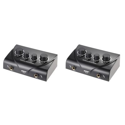 2X Portable Dual Mic Inputs Audio Sound Mixer for Amplifier & Microphone Karaoke Ok Mixer Black