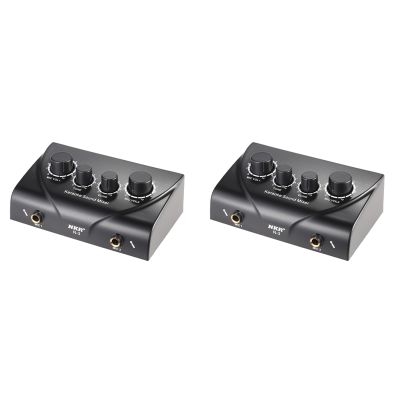 2X Portable Dual Mic Inputs Audio Sound Mixer for Amplifier &amp; Microphone Karaoke Ok Mixer Black