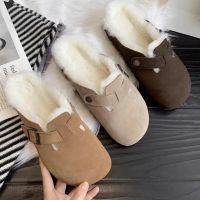 [HOT 2023] 2022ฤดูหนาวผู้หญิงปิด Toe Fur รองเท้าแตะอบอุ่น Faux Suede รองเท้าแตะรองเท้าแตะสำหรับแฟชั่นสำหรับผู้หญิงรองเท้าไม้ก๊อกสุภาพสตรีสาวใหญ่ขนาด42