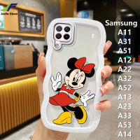 เคสโทรศัพท์การ์ตูน Mickey Mouse JieFie สำหรับ Samsung Galaxy A12 / A11 / A31 / A51 / A22 / A32 / A52 / A13 / A23 / A33 / A53/A14เคสโทรศัพท์ขอบคลื่นมินนี่มิกกี้ฝ้าโปร่งแสงเคสคู่น่ารัก