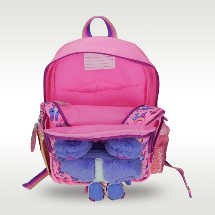 กระเป๋านักเรียนสำหรับเด็กของแท้จากออสเตรเลียเป้สะพายคอมพิวเตอร์กระต่ายสีชมพูน่ารักอายุ3-7ปีกระเป๋าแบบจำลอง14นิ้ว
