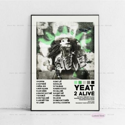 Yeat โปสเตอร์2 Alive Hip Hop เพลงอัลบั้ม Tracklist ภาพวาดผ้าใบ Wall Art พิมพ์สำหรับห้องนั่งเล่น Home Decor