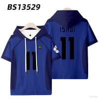 AM Blue Lock Jersey Short Sleeve Hoodie High School Apparel Cosplay Brchirr Isagi Shirt Top Coat Casual Plus size Halloween MA