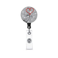 Fashion Badge Reel Clip Doctor ID Card Holder Badge Holder Students Doctor ID Card Holder Rhinestones Badge Reel Clip