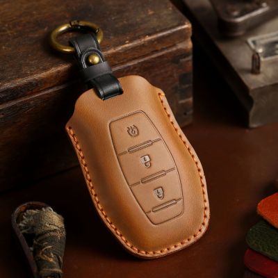 New Luxury Leather Smart Car Key Case Cover Fob Protector Keyring Shell for Dongfeng Scenery 580 Accessories Keychain Holder Bag