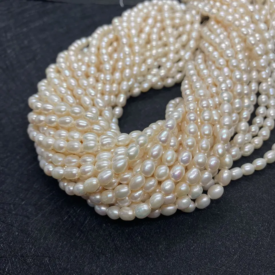 Natural Freshwater Pearl Beads Rice Shape 100% Real Pearls Exquisite Bead  For Jewelry Making DIY Women Bracelet Necklace Earring